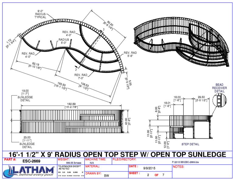 9' Radius Steel Wedding Cake Step 42" w/ Right Sunledge